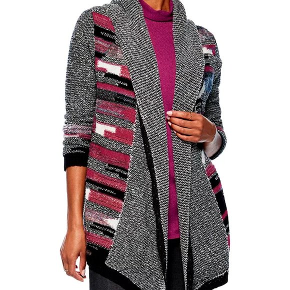 NIC AND ZOE Orchard Hooded Cardigan In Black Multi - Picture 3 of 10